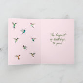 Eigen Happy Birthday Hummingbird Kaart (Binnen)