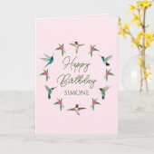 Eigen Happy Birthday Hummingbird Kaart (Gele Bloem)