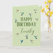 Eigen Happy Birthday Hummingbird Kaart (Gele Bloem)