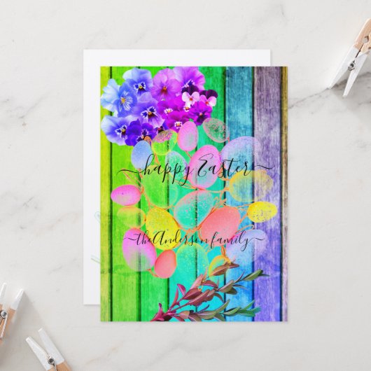 Eigen Happy Paast Chic Rustic Farmhouse Kaart (Voorkant / Achterkant in situ)