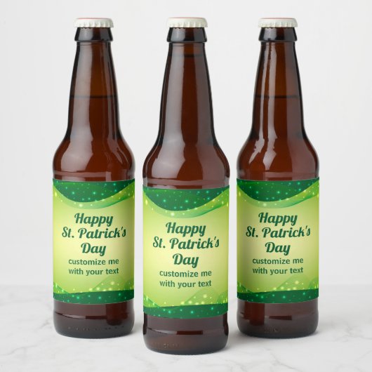Eigen Happy St. Patrick's Day Green Sparkle Party Bier Etiket (Flessen)