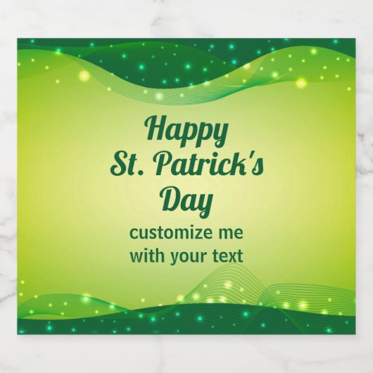 Eigen Happy St. Patrick's Day Green Sparkle Party Bier Etiket (Enkel label)