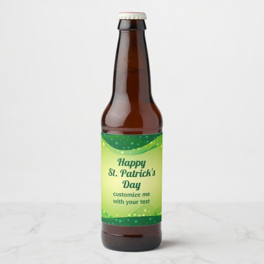 Eigen Happy St. Patrick's Day Green Sparkle Party Bier Etiket (Voorkant)