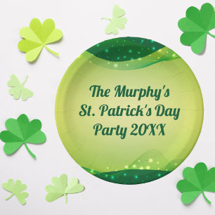 Eigen Happy St. Patrick's Day Green Sparkle Party Papieren Bordje