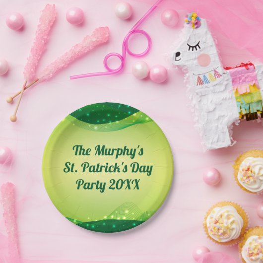 Eigen Happy St. Patrick's Day Green Sparkle Party Papieren Bordje (Feest)