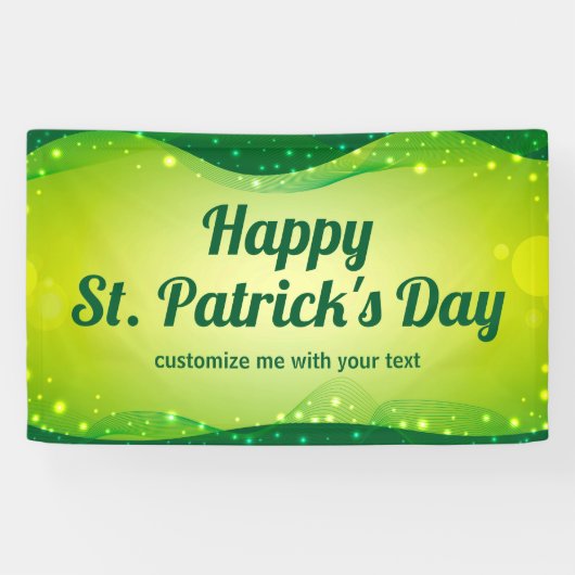 Eigen Happy St. Patrick's Day Green Sparkle Party Spandoek (Horizontaal)