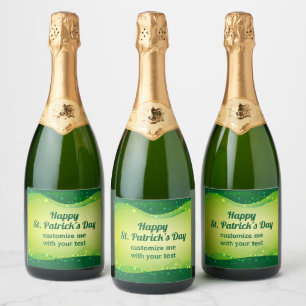 Eigen Happy St. Patrick's Day Green Sparkle Party Sparkling Wijnetiket