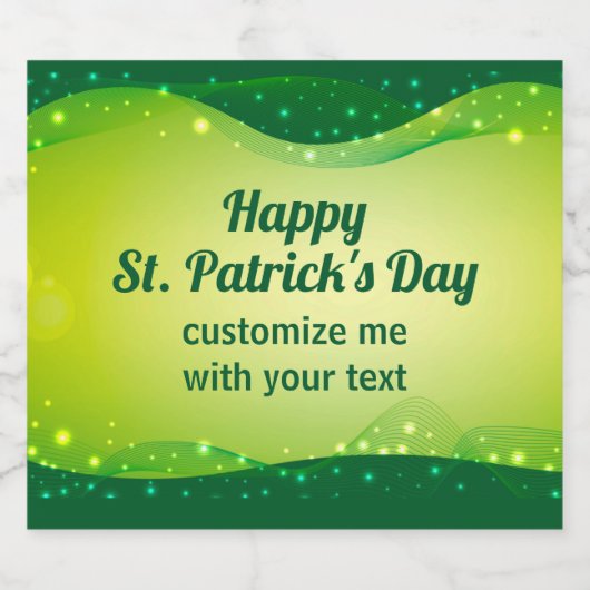Eigen Happy St. Patrick's Day Green Sparkle Party Sparkling Wijnetiket (Enkel label)
