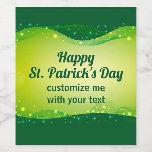 Eigen Happy St. Patrick's Day Green Sparkle Party Wijn Etiket (Enkel label)