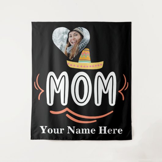 Eigen hartfoto Mexicaanse fiesta moeder Wandkleed (Voorkant)