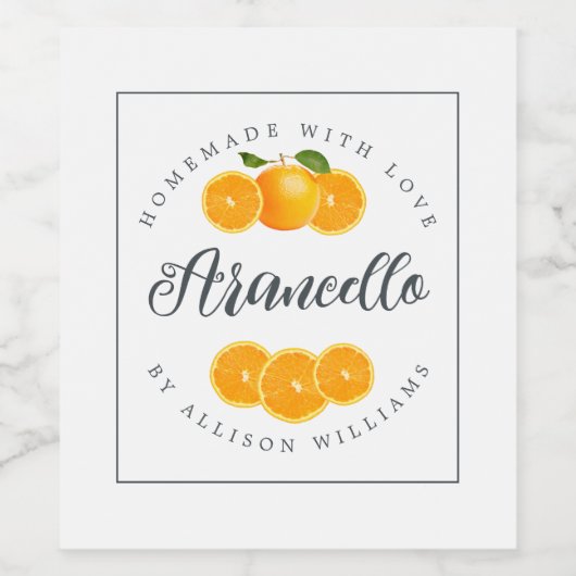 Eigen Homemade Arancello-label Wijn Etiket (Enkel label)