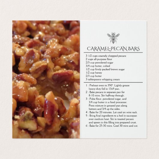 Eigen Homemade Caramel-Pecan Bars Honinglabels Visitekaartje (Binnenkant ongevouwen)