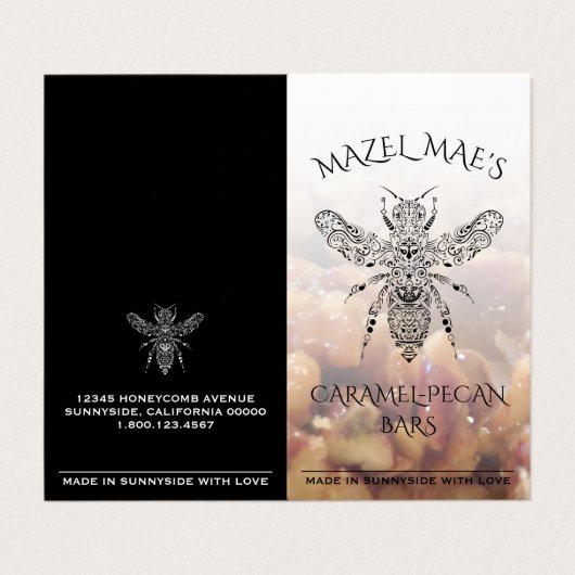 Eigen Homemade Caramel-Pecan Bars Honinglabels Visitekaartje (Buitenkant ongevouwen)