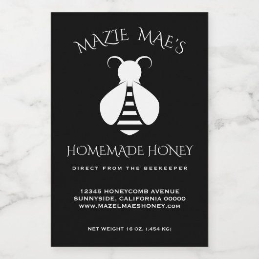 Eigen Homemade Honey Food Label Voedselcontainer Etiket (Enkel label)