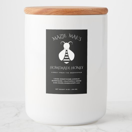 Eigen Homemade Honey Food Label Voedselcontainer Etiket (Voorkant)