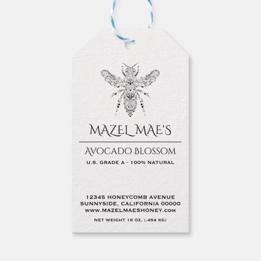 Eigen Homemade-honinglabels Cadeaulabel (Achterkant)