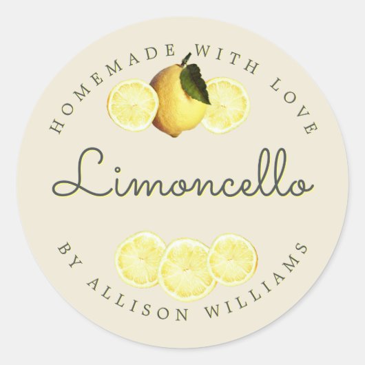 Eigen Homemade Limoncello Antiek White Ronde Sticker (Voorkant)