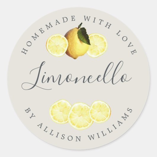 Eigen Homemade Limoncello Label Light Grey (Voorkant)