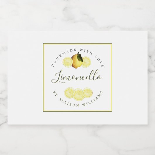 Eigen Homemade Limoncello Label Likeurfles Etiket (Enkel label)