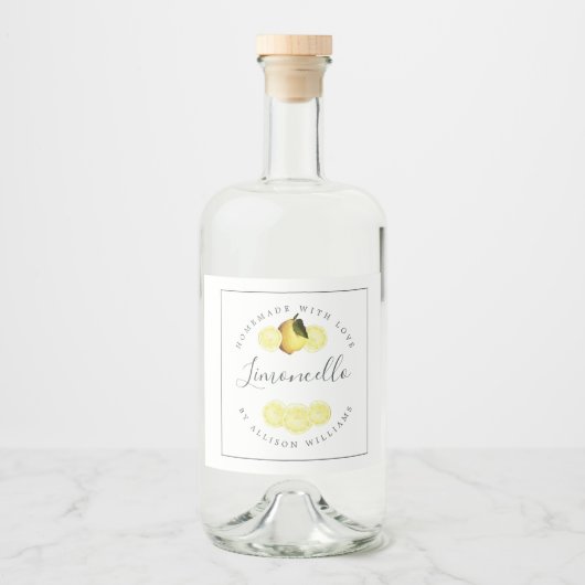 Eigen Homemade Limoncello Label Likeurfles Etiket (Voorkant)