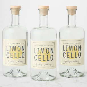 Eigen Homemade Limoncello Label Likeurfles Etiket