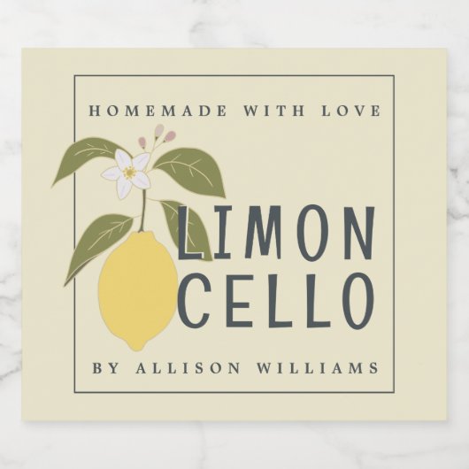 Eigen Homemade Limoncello Label Likeurfles Etiket (Enkel label)