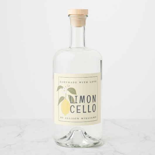 Eigen Homemade Limoncello Label Likeurfles Etiket (Voorkant)