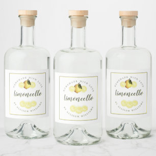 Eigen Homemade Limoncello Label Likeurfles Etiket