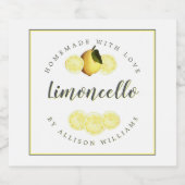 Eigen Homemade Limoncello Label Likeurfles Etiket (Enkel label)