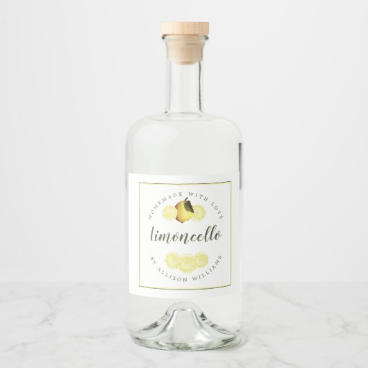 Eigen Homemade Limoncello Label Likeurfles Etiket (Voorkant)