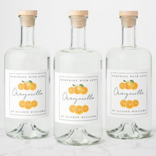 Eigen Homemade Orangecello Label Likeurfles Etiket (Flessen)