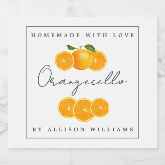 Eigen Homemade Orangecello Label Likeurfles Etiket (Enkel label)