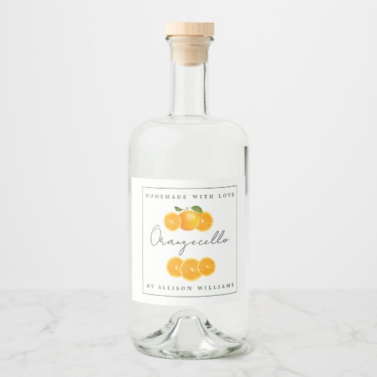 Eigen Homemade Orangecello Label Likeurfles Etiket (Voorkant)