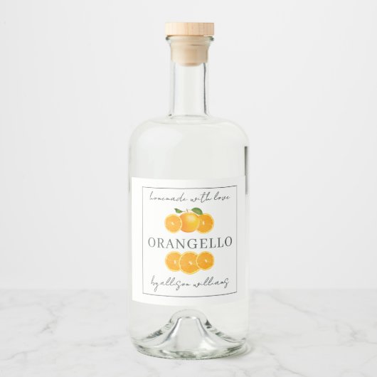 Eigen Homemade Orangecello Label Likeurfles Etiket (Voorkant)