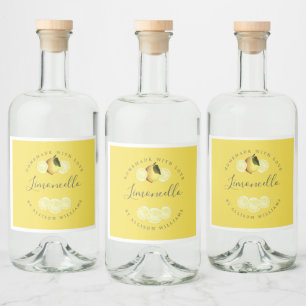 Eigen Homemade Yellow Limoncello Label Likeurfles Etiket