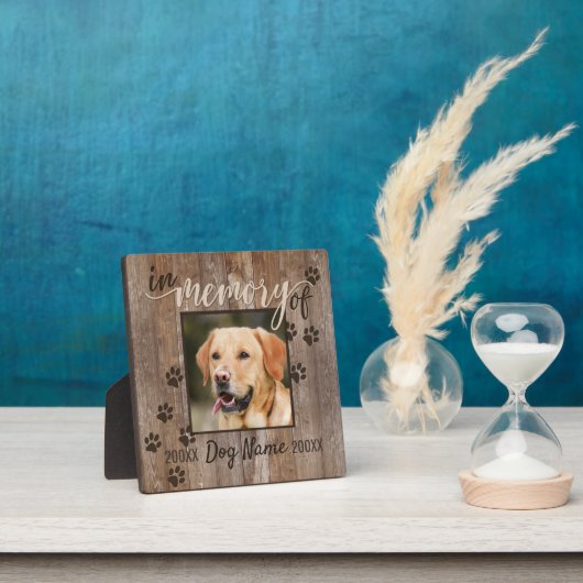 Eigen hond Herdenking Rustic Wood Kijk Square Fotoplaat (Insitu)
