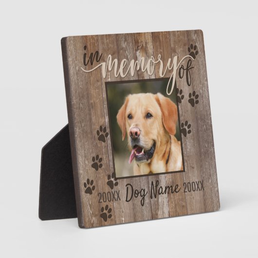 Eigen hond Herdenking Rustic Wood Kijk Square Fotoplaat (Voorkant)