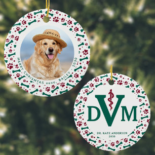 Eigen hond Pet Foto DVM Veterinaire Kerstmis Keramisch Ornament