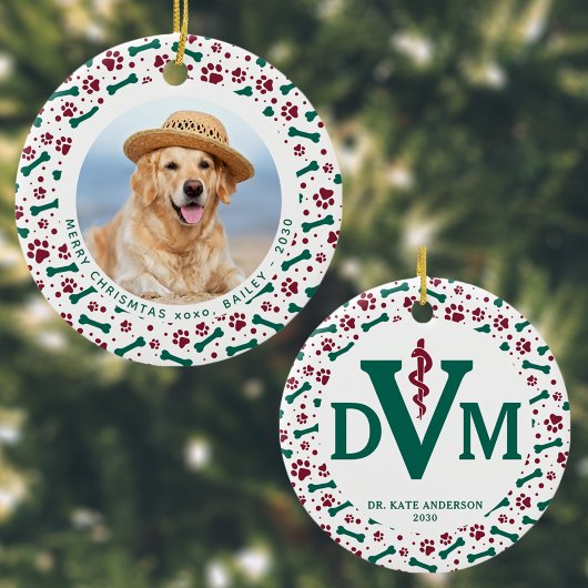 Eigen hond Pet Foto DVM Veterinaire Kerstmis Keramisch Ornament