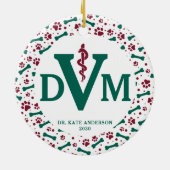 Eigen hond Pet Foto DVM Veterinaire Kerstmis Keramisch Ornament (Achterkant)