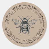 Eigen honing Naam Diepe bruine bijen Etiket (Voorkant)