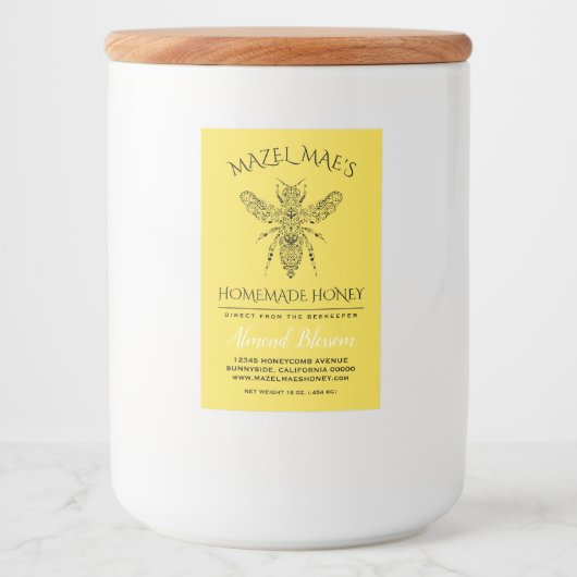 Eigen honinghoningsmaak voedselcontainer etiket (Voorkant)