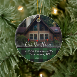 Eigen huis Foto Eerste Kerstmis Nieuwe Familienaam Keramisch Ornament