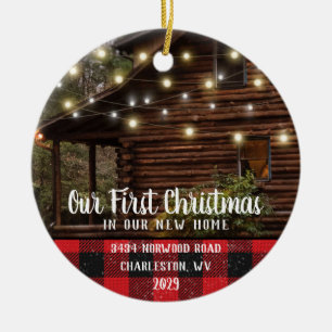 Eigen huis Foto Eerste Kerstmis Nieuwe Familienaam Keramisch Ornament