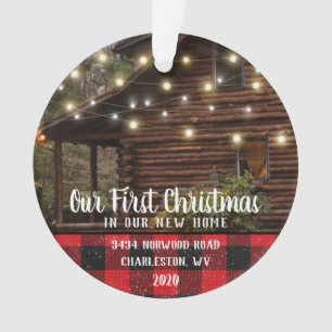 Eigen huis Foto Eerste Kerstmis Nieuwe Familienaam Ornament