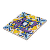 Eigen huisnummer Floral Siciliaanse keramische Teg Tegeltje (Zijkant)