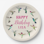 Eigen Hummingvogels Happy Birthday Papieren Bordje (Voorkant)