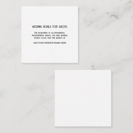 Eigen huwelijksinformatietests zwart wit informatiekaartje (Voorkant / Achterkant)