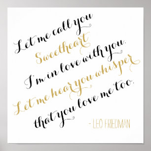 Eigen huwelijksliedjes met gouden teksten voeg je poster