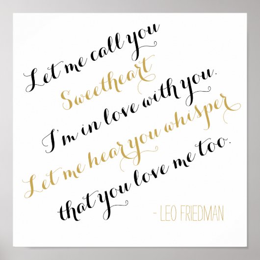 Eigen huwelijksliedjes met gouden teksten voeg je poster (Voorkant)